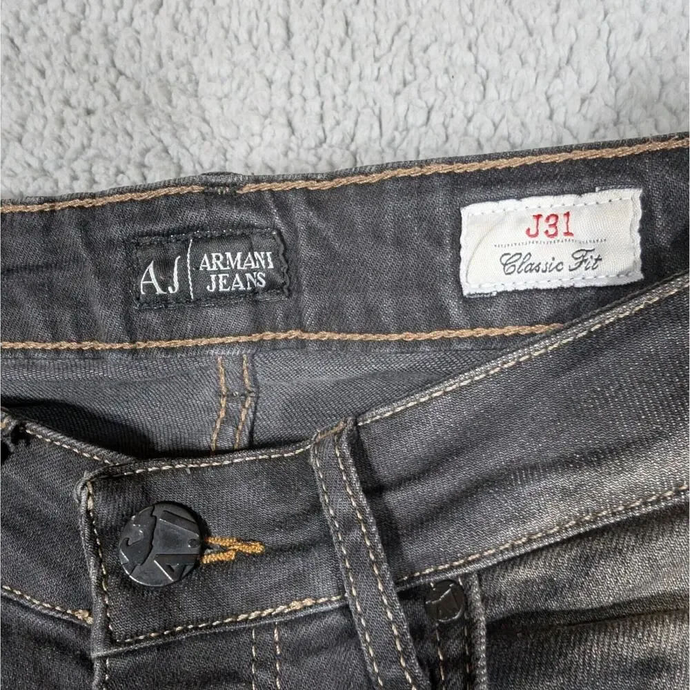 Emporio Armani Jeans Mens Size 28X27 Black J31 Slim Fit Jeans